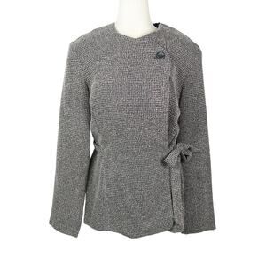 Vintage 90s Connected Black and White Woven Wrap Front Blazer Jacket 16